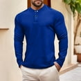 thumbnail image 2 of cfhntfmh Mens Knit Henley T-Shirts Long Sleeve Thermal Underwear Top Casual Collarless Quarter Button Pullover for Winter, 2 of 5