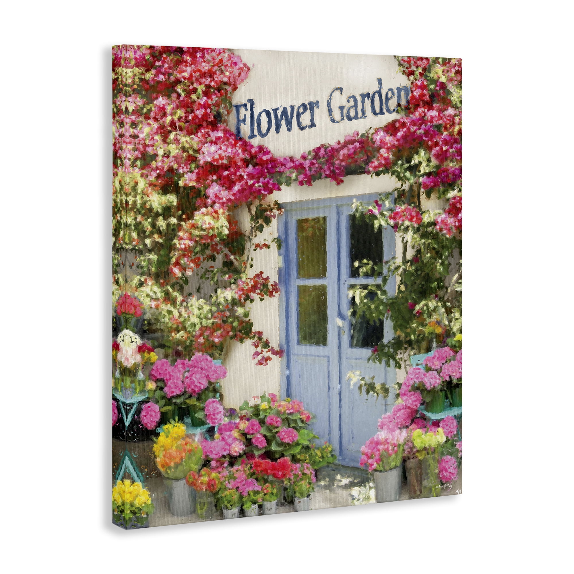 Stupell Industries Flower Garden Doorway Buildings & Architecture Painting Wrapped Canvas Art Print Wall Art, 16 x 20