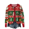thumbnail image 3 of Wiyuqeen Women's Christmas Knit Cardigans Crewneck Button Down Ribbed Cardigans Long Sleeve Xmas Reindeer Print Jacket Coats, 3 of 5