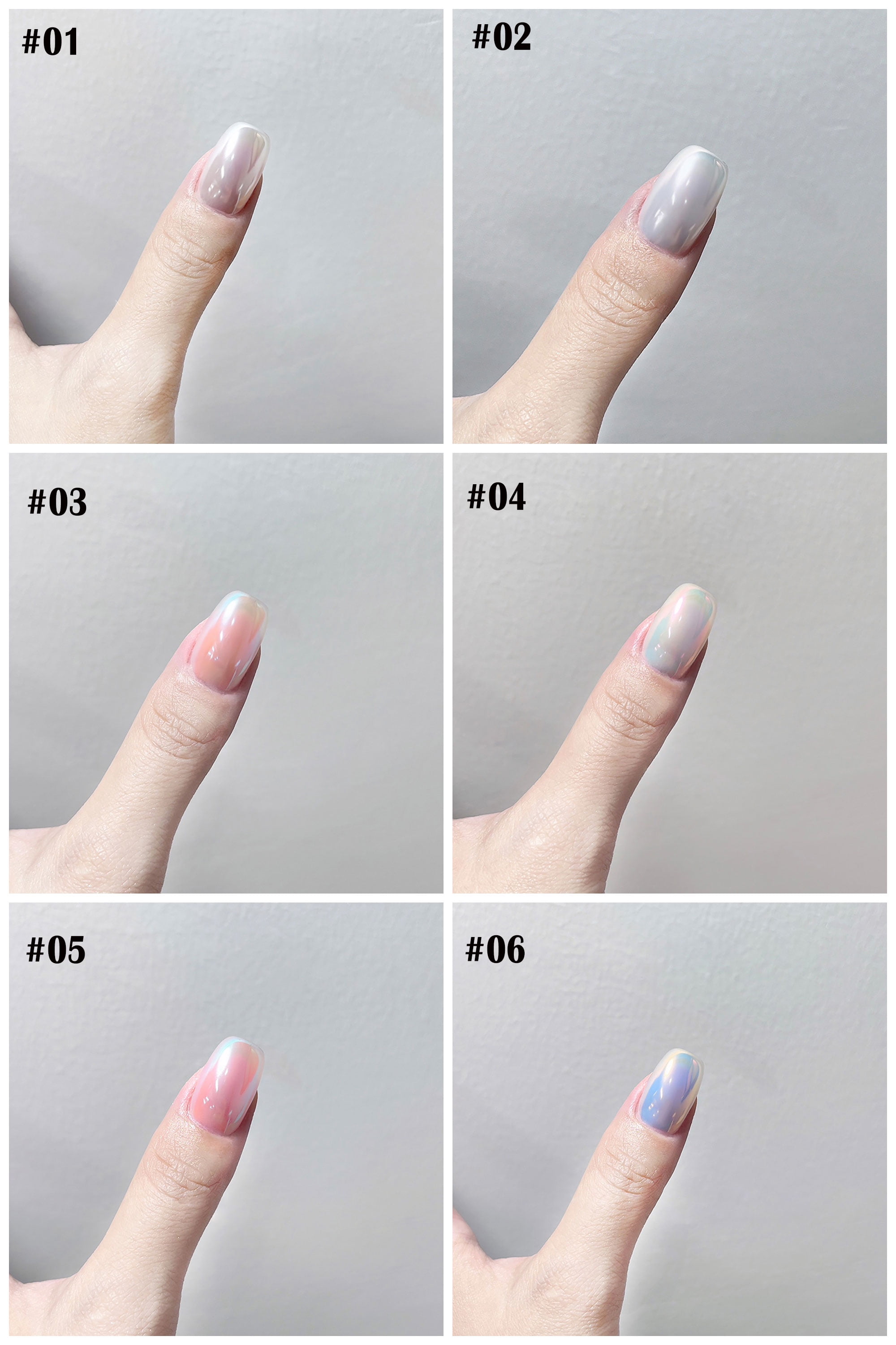 6 Colors Moonlight Pearl Aurora Nail Powder + 9 black white gel nail polish -Metallic Chrome Nail Powder-Mermaid Iridescent Holographic Mirror Powder- Glitter Pigment Manicure Powder