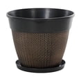 thumbnail image 2 of Maceta de plástico con bandeja de drenaje, jardinera para balcón interior y exterior, 20.5x17x12cm, negro, ligera, duradera, diseño ventilado, 2 of 6