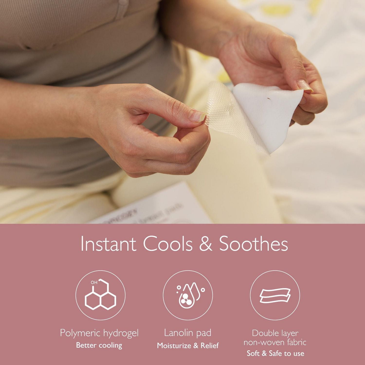 Momcozy Hydrogel Nipple Pads with Soothing Lanolin, Soothies Gel Nursing Pads Provide Instant Cooling Relief, Breastfeeding Essentials, 6 count