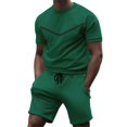 thumbnail image 2 of Rrunsv Suits for Men Men's short sets summer short sleeve polo shirt and shorts set casual sport suit Green,M, 2 of 5