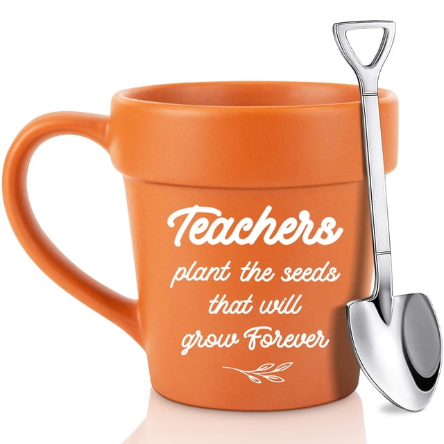 Taza de cerámica con forma de planta de regalo Henghere Teacher Appreciation, 325 ml
