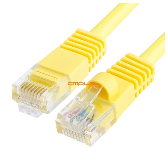 Cat5e Ethernet Patch Cable Made in USA, 11 Ft Yellow RJ45 Computer Networking Cord