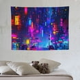 thumbnail image 4 of ONETECH   Punk Cityscape Tapestry, UV Reactive Japanese Anime Tapestry Neon Futuristic Skyscraper City Style Landscape Tapestry for Bedroom Apartment Dorm Living Room Party Decor, 4 of 7