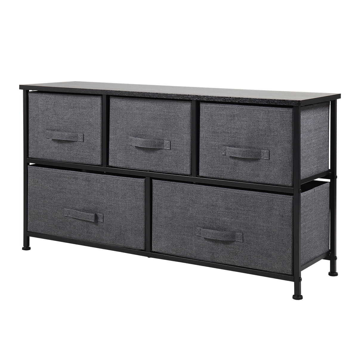 Lowestbest 2-Tier Drawer Dresser Organizer With 5 Drawers, End Table Storage Cabinet with Easy Pull Fabric Bins, Black Lowestbest 2-Tier Drawer Dresser Organizer With 5 Drawers, End Table Storage Cabinet with Easy Pull Fabric Bins, Black