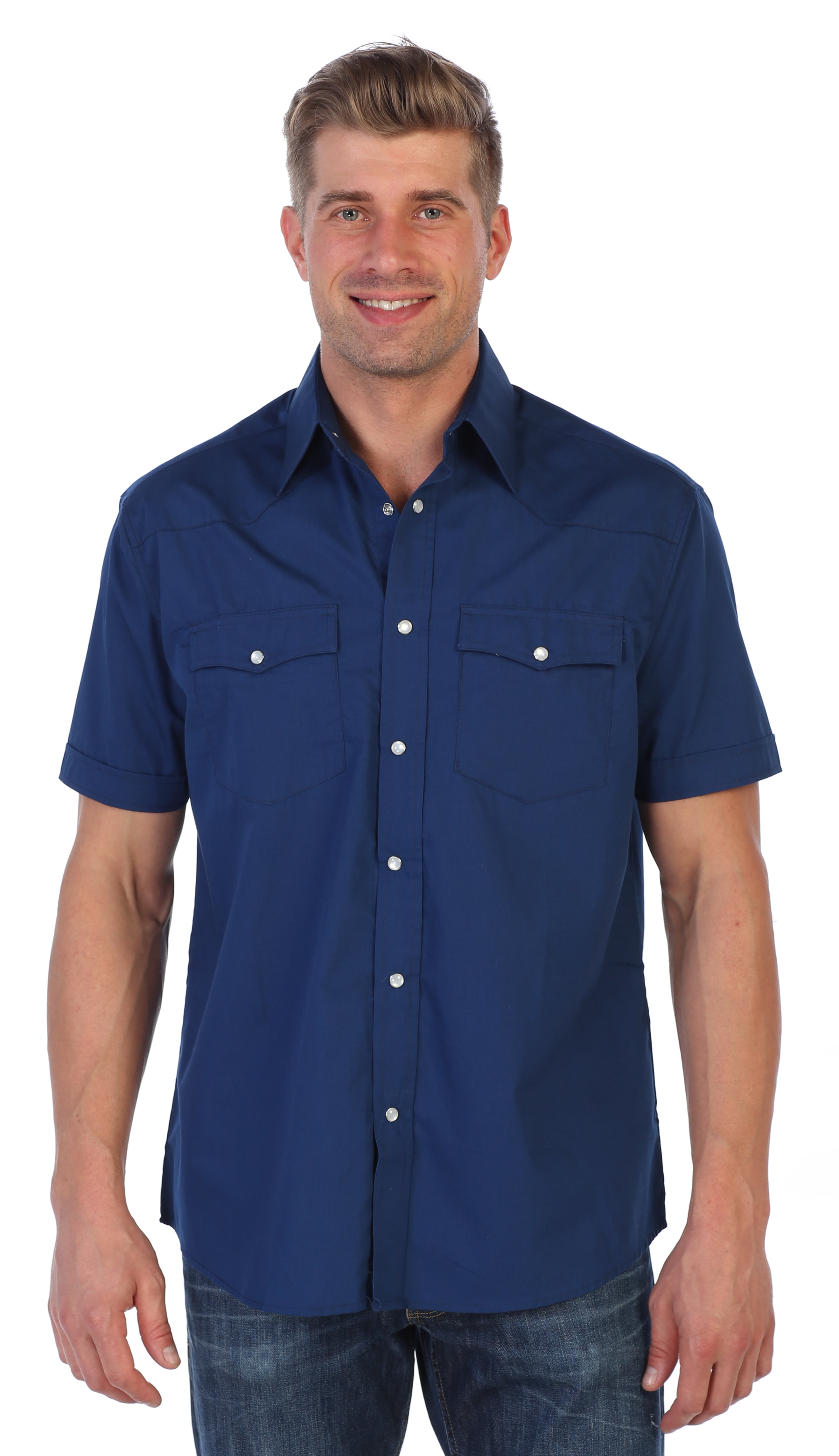Gioberti Mens Casual Western Solid Short Sleeve Shirt with Pearl Snaps ...