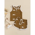 thumbnail image 2 of TSEXIEFOOFU Baby 2PCS Pants Suit, Sleeveless Sun Patterns O-Neck T-Shirt, Elastic Waistband Short Pants, Toddler Summer Wear Clothes, 2 of 8