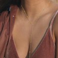 thumbnail image 2 of Gold Plated Lariat Necklace for Women, Double Laryered Long Chain Drop Pendant Choker Necklaces Fashion Gifts, 2 of 5