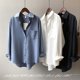 thumbnail image 2 of Women Loose Fit Blouse Button Down Long Sleeves Formal Work Shirt With Pocket Solid Color S-2xl NewXL, 2 of 5
