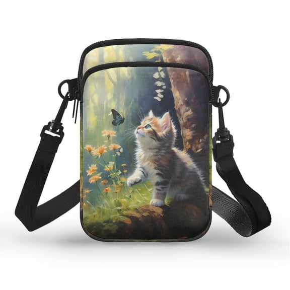 HELLHERO Cat Birthday or Christmas Gift with Adjustable Strap Travel Crossbody Purse Double Layer for Daily Commute or Casual Outings