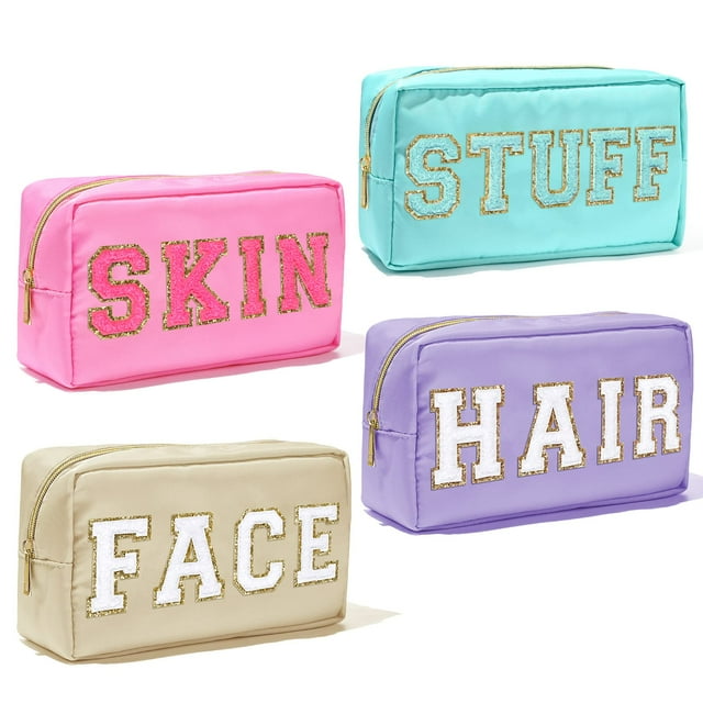 Bolsa de cosméticos Aileam Nylon Preppy Makeup, impermeable, 4 unidades