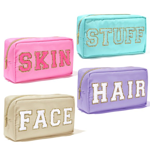 Bolsa de cosméticos Aileam Nylon Preppy Makeup, impermeable, 4 unidades