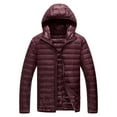 thumbnail image 3 of Men's Winter Large Size Cotton-padded Jacket with Hooded Slim Fit Lightweight Design for Cold Weather Outings, Daily Casual Wear, and Holiday Season Activities,Wine,2XL, 3 of 9