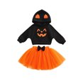 thumbnail image 1 of goowrom Pull à Capuche Imprimé Visage Souriant pour Enfants + Jupe Nœud Papillon, 1 of 7