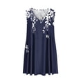 thumbnail image 4 of MIUOWANP Breathable A-Line Sleeveless V-Neck Dress for Women with Loose Pleats Daily Leaf Print Casual Dress Size XXL(12)Navy, 4 of 5