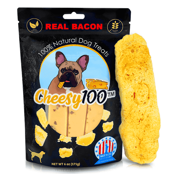 Cheesy100 (3xM Bacon, 6 oz), American Yak Cheese Chews for Dogs, (pH 6.0), 6 oz - Bacon