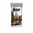 thumbnail image 2 of Scenery Bedding Set with Sheet & Covers, European Country Landscape with Houses and River Watercolors Style Print, Printed Bedroom Decor 2 Shams, 4 Sizes, Multicolor, by Ambesonne, 2 of 3