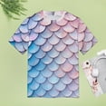 thumbnail image 4 of Mermaid Fish Scales Women's Short Sleeve T-Shirt Crew Neck Casual Summer Trendy Loose Fit Tops, 4 of 6