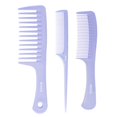thumbnail image 1 of Juego de peines para el cabello RHOS para todo tipo de cabello y géneros: cola de rata ancha y fina y peines desenredantes medianos para peinar (púrpura), 1 of 5