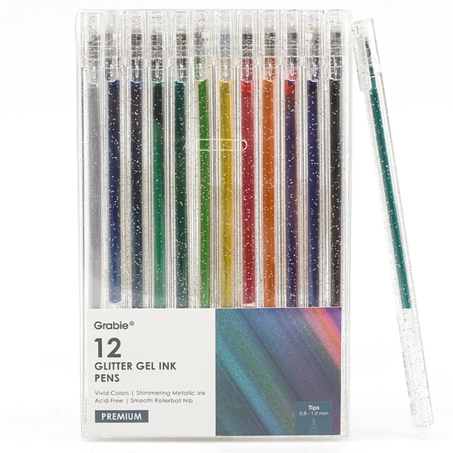 Bolígrafos de gel con purpurina Grabie, 12 colores, para libros de colorear para adultos