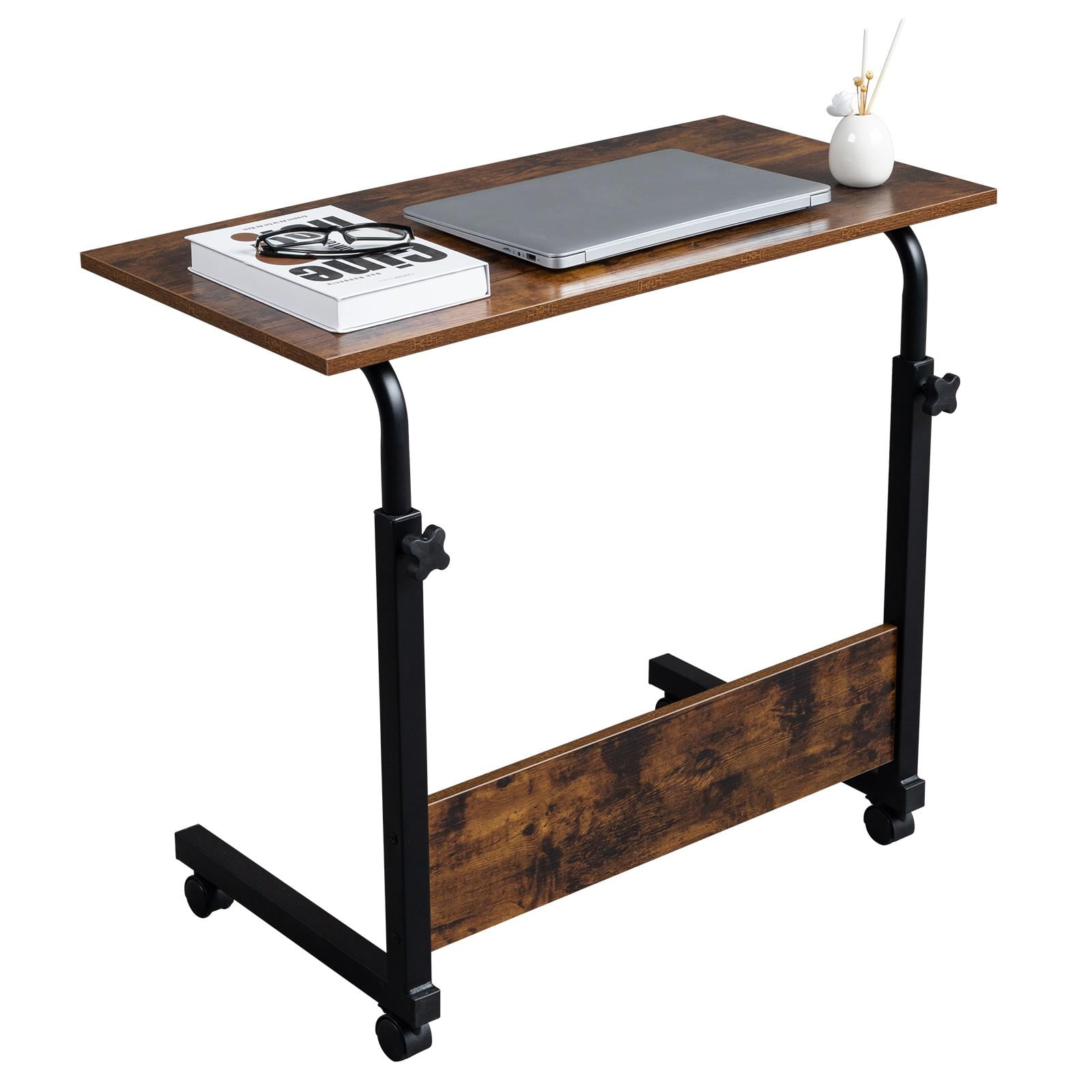 SamyoHome Computer Desk Home Office Standing Computer Desk Portable Stand Up Work Station Cart Tray Side Table for Sofa and Bed,Retro