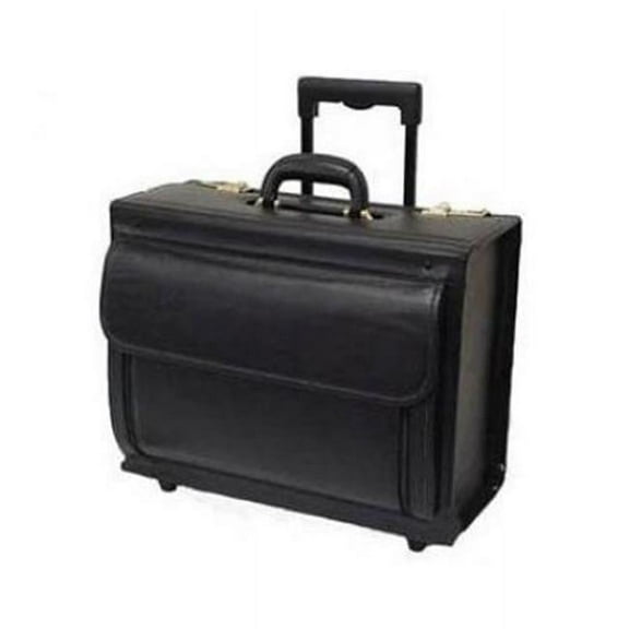 Leather Wheeled Catalog Case, Black