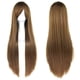 thumbnail image 1 of Zhuge Pelucas de cabello natural liso de 80 cm de largo para cosplay con flequillo, peluca colorida para fiesta de disfraces de Halloween para niña (marrón), 1 of 3