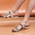 thumbnail image 5 of IUJSOY Sparkly Rhinestone Dress Sandals for Women Trendy Low Heel Open Casual Mules for Dinner Party, 5 of 7