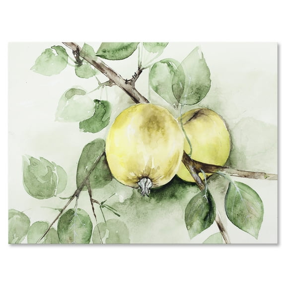 Designart ' Ancient Green Appels ' Farmhouse Canvas Wall Art Print