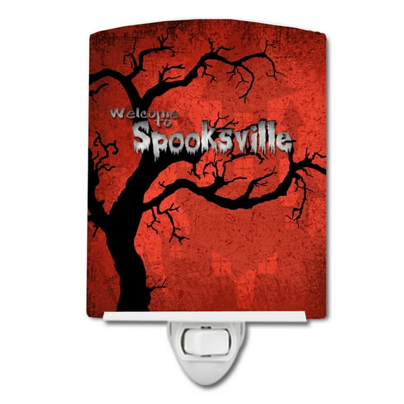Caroline's Treasures SB3008CNL Welcome to Spooksville Halloween Ceramic Night Light, 6x4x3", multicolor