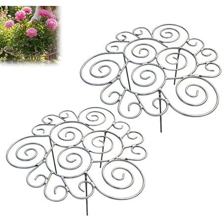 Metal Plant Support Ring for Garden, 2026 New Peony Cages and Supports, Grow-Through Peony Cages Ring Supports, Flower Support Frame, Outdoor Indoor Pots, Decorative Grow Through Rings (2pcs-Large)