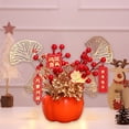 thumbnail image 4 of BGZLEU Chinese Lunar New Year Decoration Fake Flower Blessing Bucket Desk Gift Artificial Potted for Entryway Festival Wedding, Pomegranate, 4 of 8