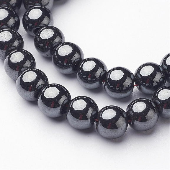 1 strand 1 Strand Grade AAA Non-Magnetic Hematite Round Beads Strands Black 8mm Hole: 1.8~2mm 53pcs/strand 16 inch(40cm)