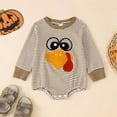 thumbnail image 2 of DHFJKG Toddlers Boys Bodysuit Thanksgiving Turkey Embroidery Striped Long Sleeve Onesie Baby Onesies Boy 12-18 Months, 2 of 7