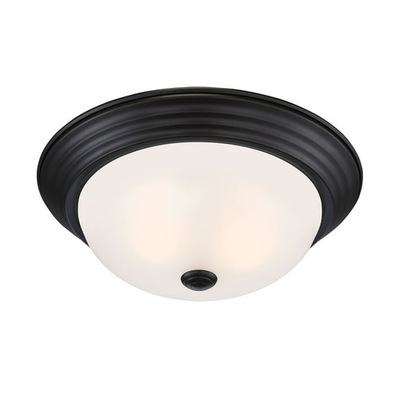 1257M-ORB-W-Designers Fountain-13 Inch 2 Light Flush Mount-Oil Rubbed Bronze Finish-Etched Glass Color