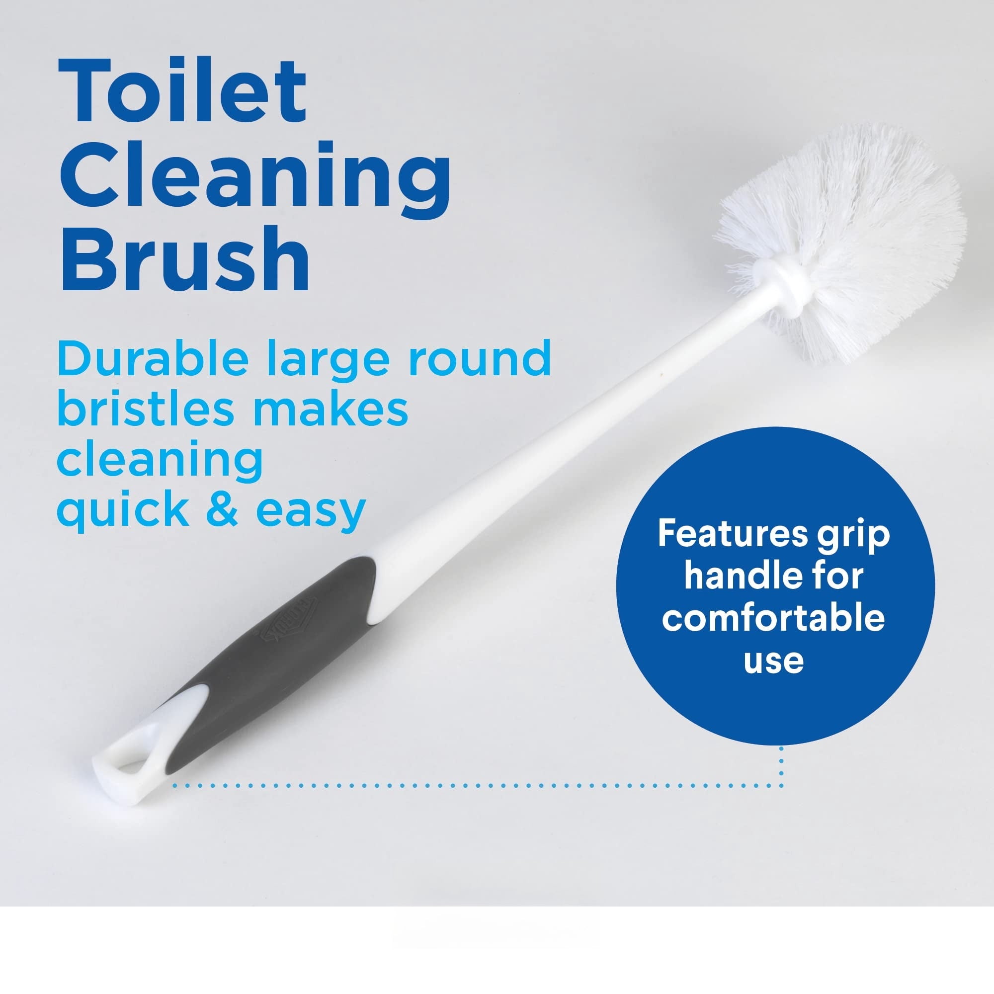 Toilet Plunger and Bowl Brush Combo with Caddy, 6.75 x 7 x 19.5 in, White/Gray