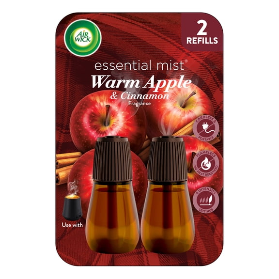 Air Wick Essential Mist Scented Oil Cordless Diffuser Refills, Warm Apple & Cinnamon, 2 Count