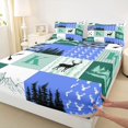 thumbnail image 4 of Castle Fairy Animal Deer K Initial King Sheets 4pcs,Abstract Camouflage Stripes Bedding,Teal Blue White,1 Fitted Sheet, 1 Flat Sheet and 2 Pillowcases, 4 of 6