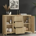 thumbnail image 3 of Marrber Oak Fluted Door 2 Door 3 Drawer Durable Sideboard Buffet Cabinet with Storage Adjustable Shelf, Console Tables, Credenzas for Living Room, Entryway Table, 3 of 7