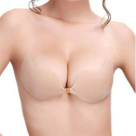 

Self Adhesive Strapless Backless Invisible Bra Reusable Front Center Clasp Gather Push Up Bras for Women