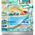 thumbnail image 1 of Soimoi Polyester Crepe Fabric Chair,Girl & Beach Surfboard Patchwork Fabric Prints by Yard 42 Inch Wide, 1 of 3
