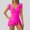 Pink, variant on Summer Elegant Solid Color One Piece Swimdress for Women V Neck Ruffle Sleeveless Ruched Backless Bathing Suit Stylish Swimwear