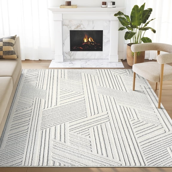 Abani Cozy Collection Area Rug Mid Century Modern Bedroom Living Room Decor Floor Rug 5 x 8 Gray
