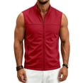 thumbnail image 5 of Men's Solid Color Golf Vest, Stand Collar Full Zip Sleeveless Jacket with Zipper Pockets, Lightweight Casual Golf & Outdoor Vest Size 4XL Red, 5 of 9