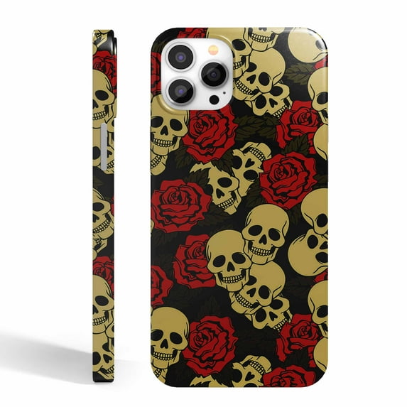 Tobelint Case for iphone 12 Pro Max,Skull Lovers Rose Pattern Case with Side Print,Slim Bumper Full Cover
