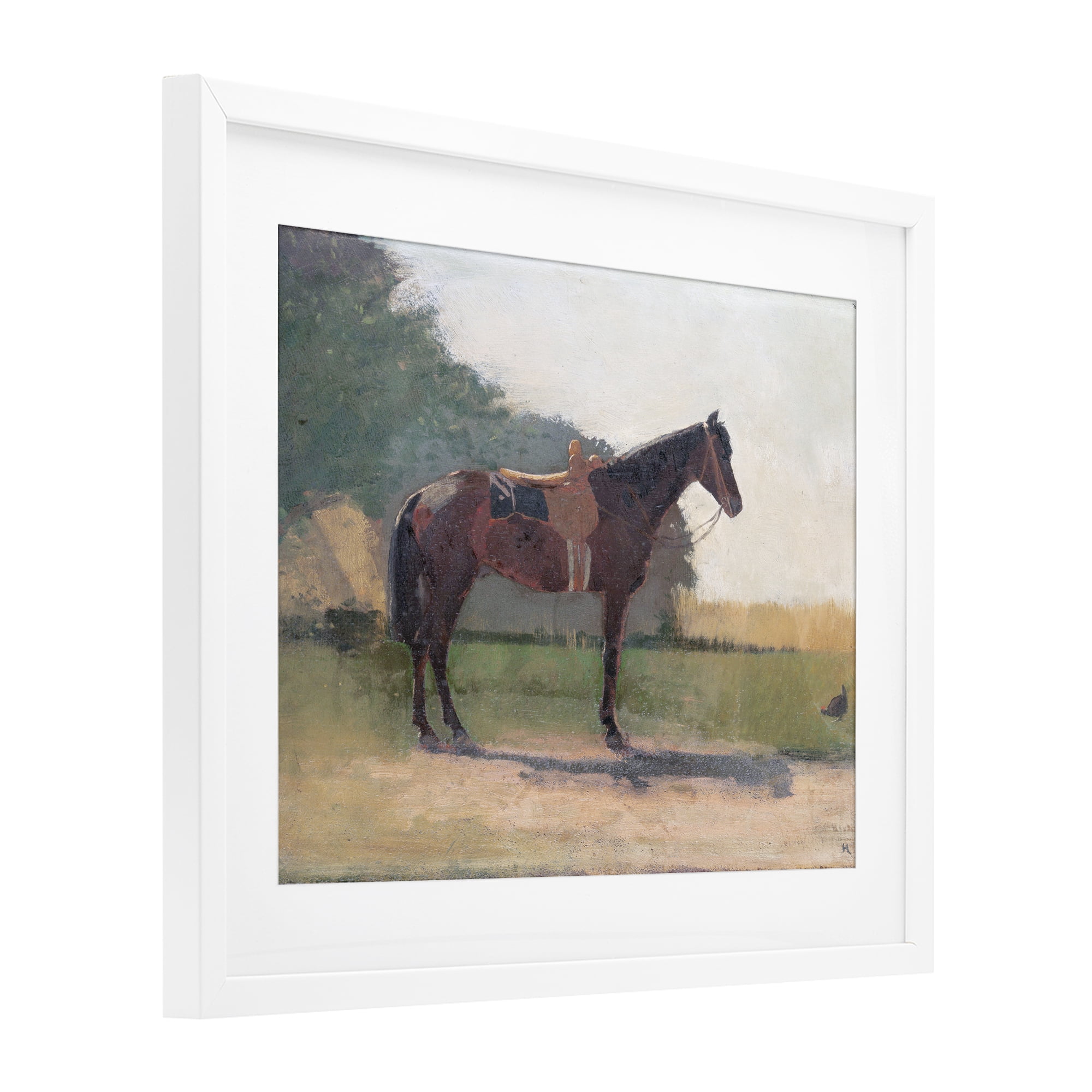 Stupell Industries Saddled Horse in Farm Yard White Framed Print Under Glass, design by Stellar Design Studio