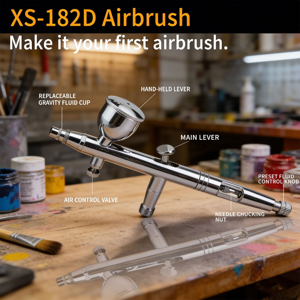 Advanced Heavy Duty Metal Airbrush Pen With Double Tip Size And Complete Accessories Set Suitable For DIY Craft Projects