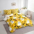 thumbnail image 3 of Feelyou Funny Cute Ghost Twin Bedding Sets 7-Piece for Kids, Rustic Groovy Floral Bedding Comforter Set, Halloween Bat Pumpkin Reversible Sheet Sets, Luxury Bedroom Decor, 3 of 7